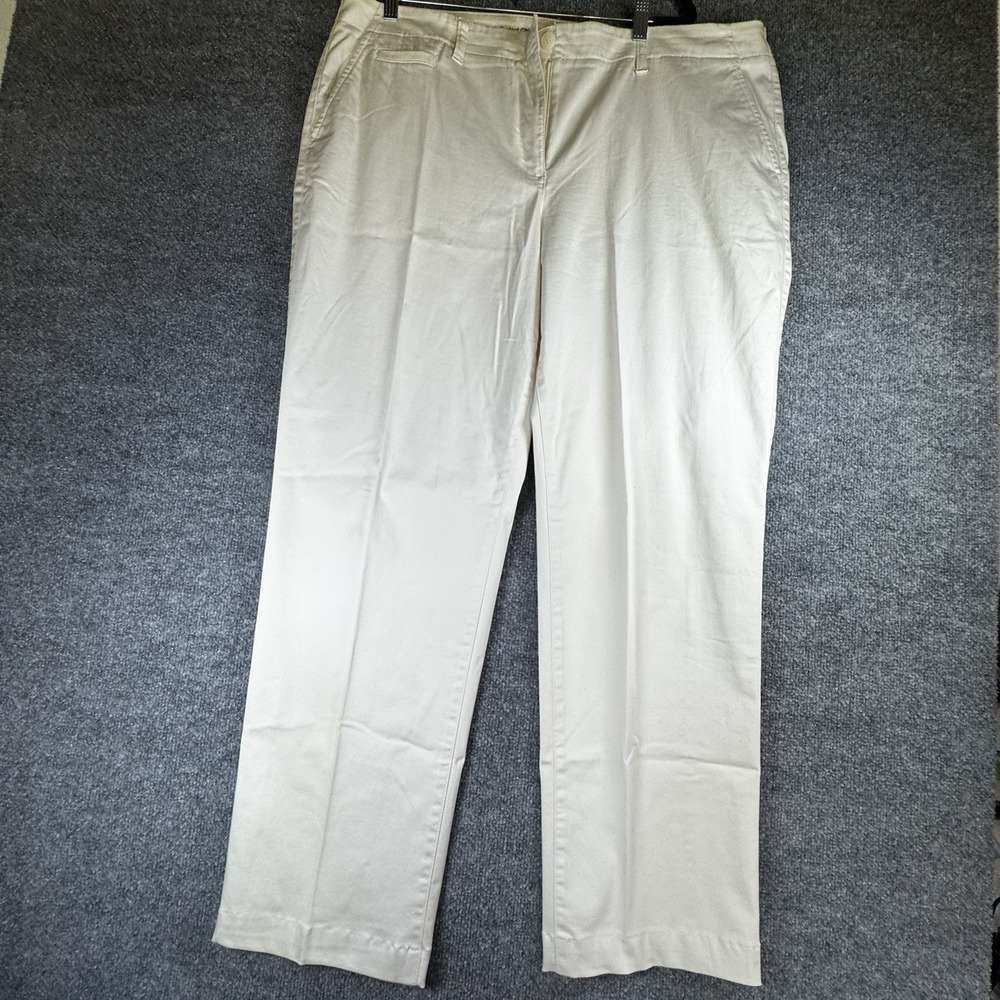 Talbots Perfect Chinos Long Pants Sz 18W Khaki Beige Cotton Blend Stretch Chino